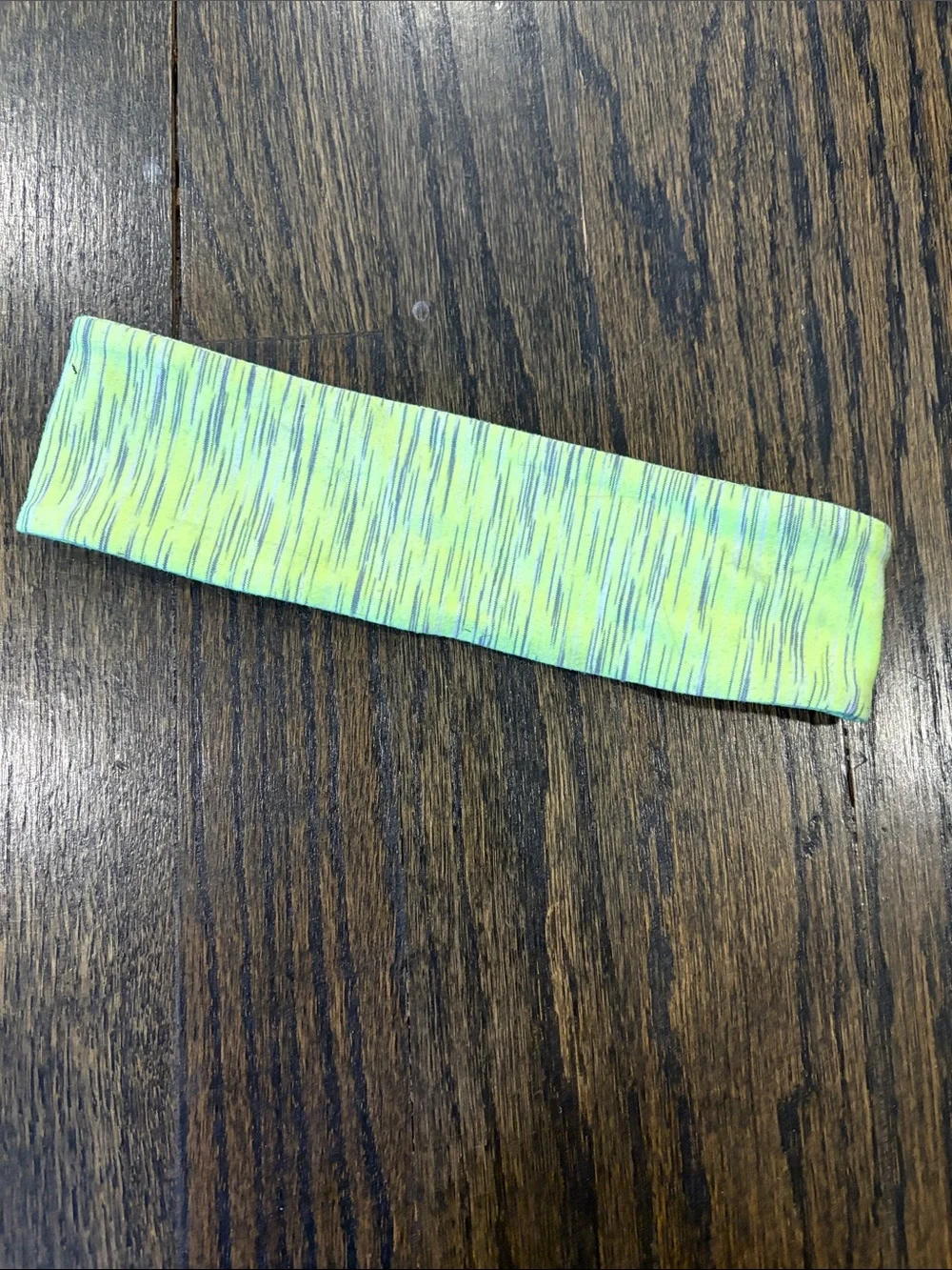 Zella Yellow Neon Stretch Fitness Headband with Silver Striations
